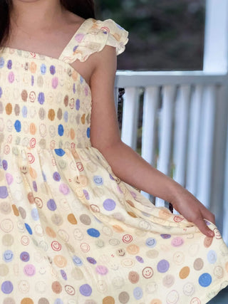 All Smiles Lavender, Lilac, and Khaki Multicolor Printed Woven Dress - Evie's Closet Clothing