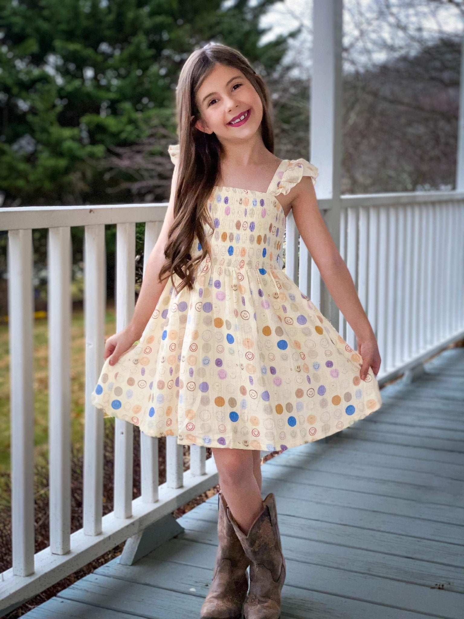 All Smiles Lavender, Lilac, and Khaki Multicolor Printed Woven Dress - Evie's Closet Clothing