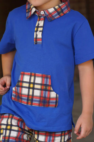 Apple Plaid Boys Polo and Short Set - Evie's Closet Clothing