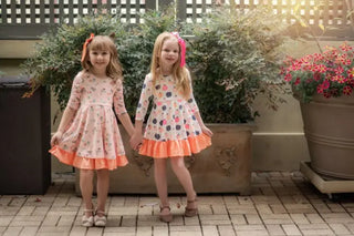 Autumn Pumpkins Ivory and Peach Reversible Dress - Evie's Closet Clothing