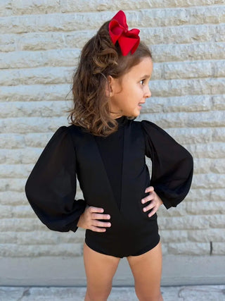 Ballet Barre Onyx Long Sleeve One Piece Leo - Evie's Closet Clothing