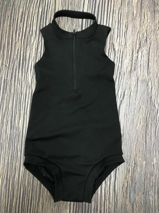 Ballet Barre Sporty Onyx Zipper One Piece Leo - Evie's Closet Clothing