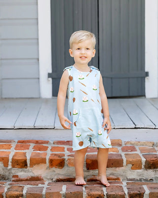 Ballpark Life Blue Baseball Printed Pocketed Boys Romper - Evie's Closet Clothing