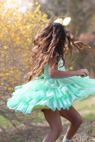 Bayou Mint Green and Pale Yellow Tiered Ruffle Couture Dreamer - Evie's Closet Clothing