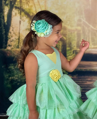 Bayou Mint Green and Pale Yellow Tiered Ruffle Couture Dreamer - Evie's Closet Clothing