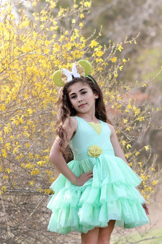 Bayou Mint Green and Pale Yellow Tiered Ruffle Couture Dreamer - Evie's Closet Clothing