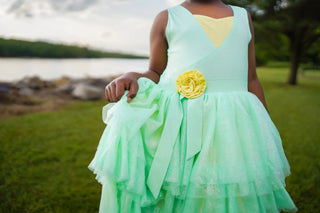 Bayou Mint Green and Pale Yellow Tiered Ruffle Couture Dreamer - Evie's Closet Clothing