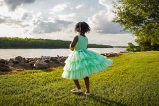 Bayou Mint Green and Pale Yellow Tiered Ruffle Couture Dreamer - Evie's Closet Clothing