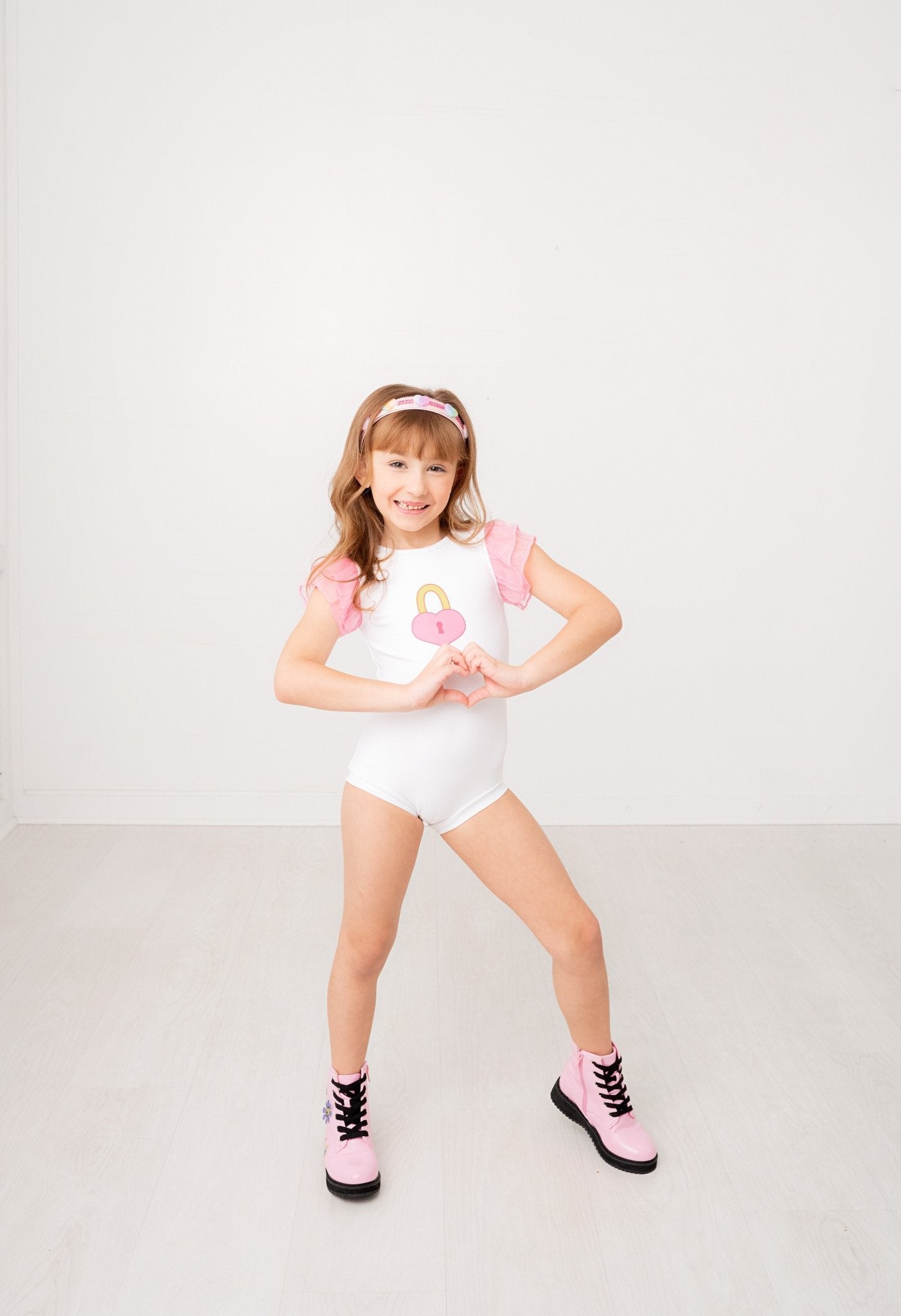 Beary Loved Cotton Candy Pink and White Leotard and Skort Set - Evie's Closet Clothing