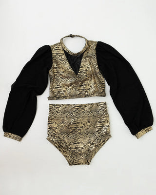 Black Snakeskin Long Sleeve Two Piece Dance Set - Evie's Closet Clothing