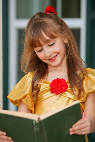 Books and Beauty Metallic Gold Rose Accent Tunic Top and Shortie Dreamer - Evie's Closet Clothing