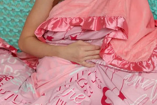 Bundled in Blessings Blush and Rose Satin Trim Printed Keepsake Blanket - Evie's Closet Clothing