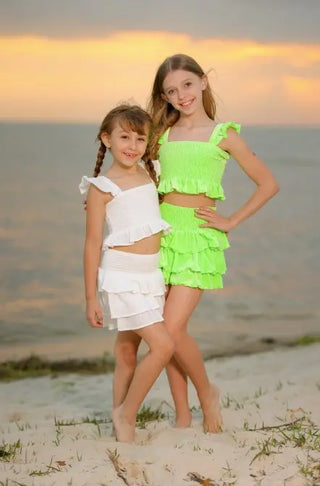 Coconut Meringue White Gauze Smocked Top and Skort Set - Evie's Closet Clothing