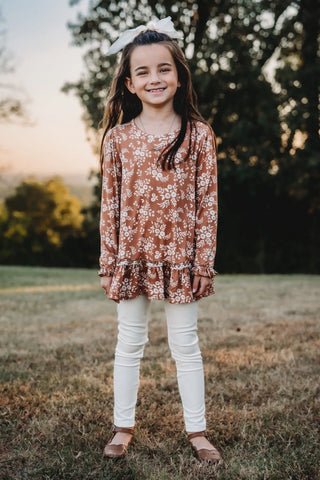 Coffee Bamboo Tunic Top with Velvet Leggings - Evie's Closet Clothing