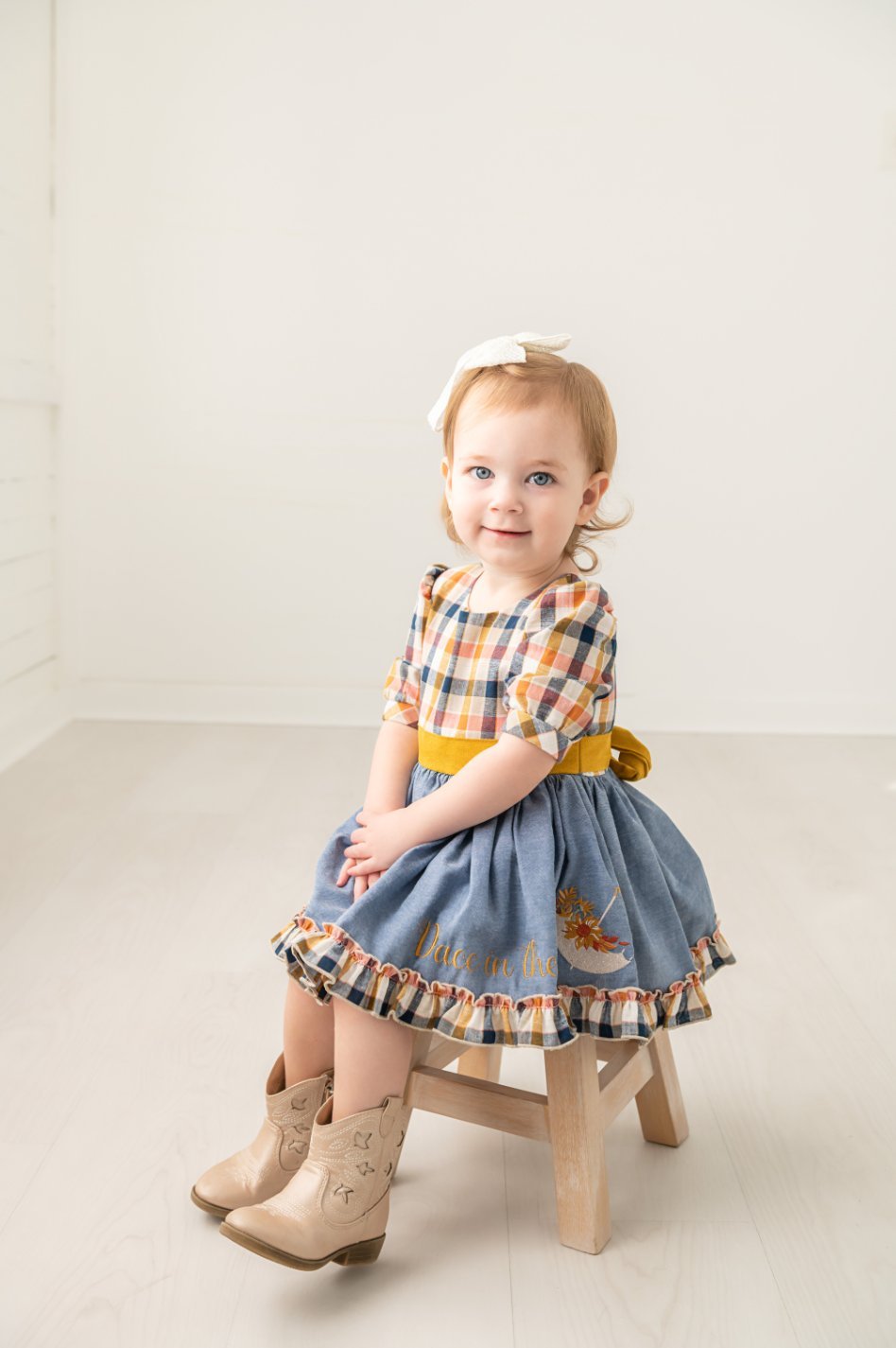 Dance in the Rain Chambray and Plaid Skirted Bubble - Evie's Closet Clothing