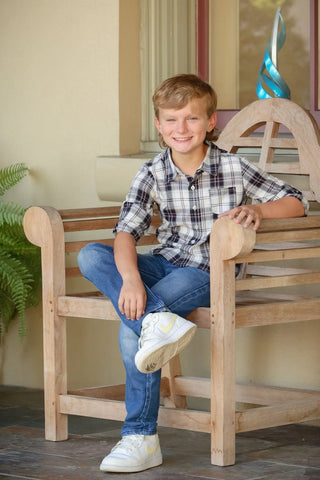 Dashing Black and Purple Plaid Boys Shirt - Evie's Closet Clothing