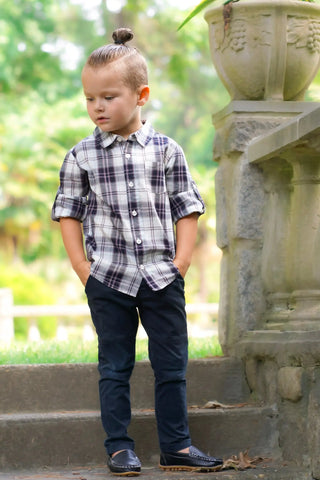 Dashing Royal Purple Plaid Boys Shirt - Evie's Closet Clothing