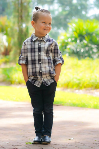 Dashing Royal Purple Plaid Boys Shirt - Evie's Closet Clothing