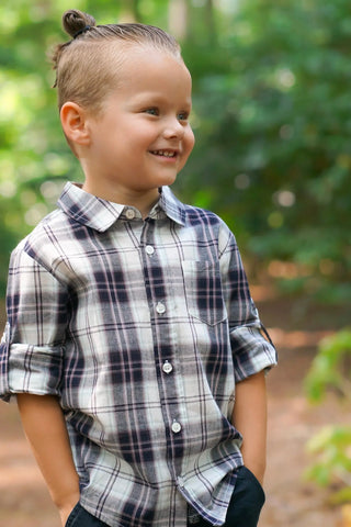 Dashing Royal Purple Plaid Boys Shirt - Evie's Closet Clothing