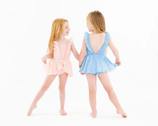 Daydreamer Blush Pink Ruffle Trim Skirted Leotard - Evie's Closet Clothing