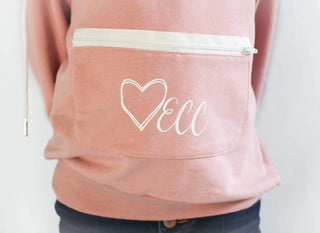 ECC Merch Coral Pocket Accent Logo Hoodie - Evie's Closet Clothing