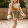 ECC Vault Kind Words Olive, Rust, Khaki, and Ivory Embroidered Skirted Bubble - Evie's Closet Clothing