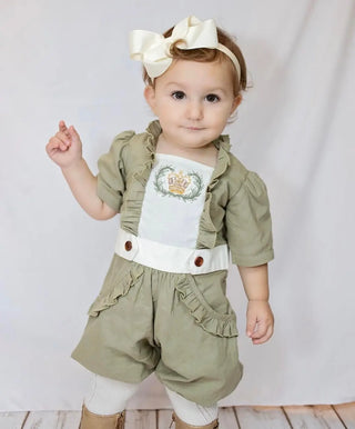 ECC Vault Vintage Crown Sage Green Bubble Hem Romper - Evie's Closet Clothing