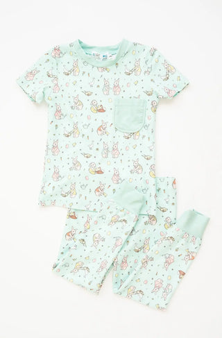 Eggtastic Bunny Buddies Mint Printed Lounge Around Town Short Sleeve and Jogger Set - Evie's Closet Clothing