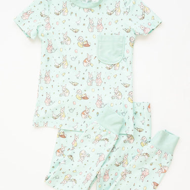 Eggtastic Bunny Buddies Mint Printed Lounge Around Town Short Sleeve and Jogger Set - Evie's Closet Clothing