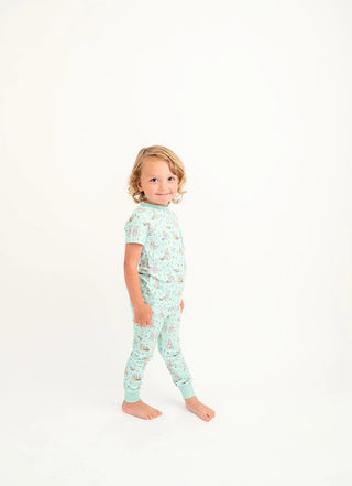 Eggtastic Bunny Buddies Mint Printed Lounge Around Town Short Sleeve and Jogger Set - Evie's Closet Clothing