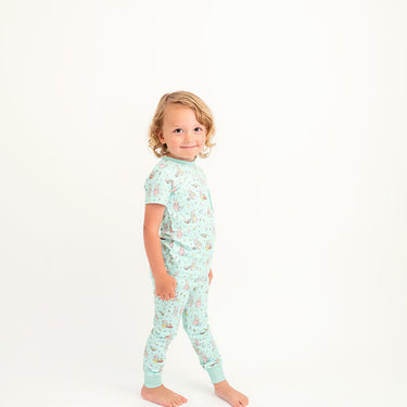 Eggtastic Bunny Buddies Mint Printed Lounge Around Town Short Sleeve and Jogger Set - Evie's Closet Clothing