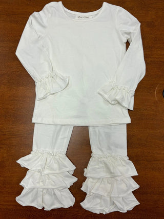 Essential Ivory Ruffle Shirt and Legging Set - Evie's Closet Clothing