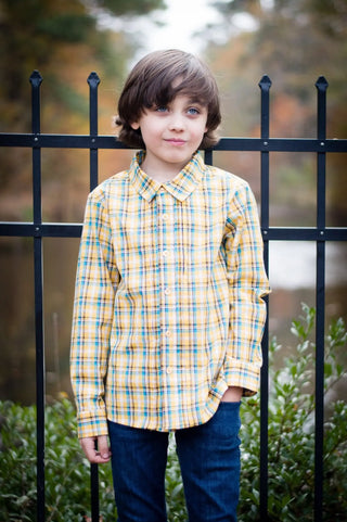 Essential Oxford Mustard and Teal Plaid Shirt - Evie's Closet Clothing