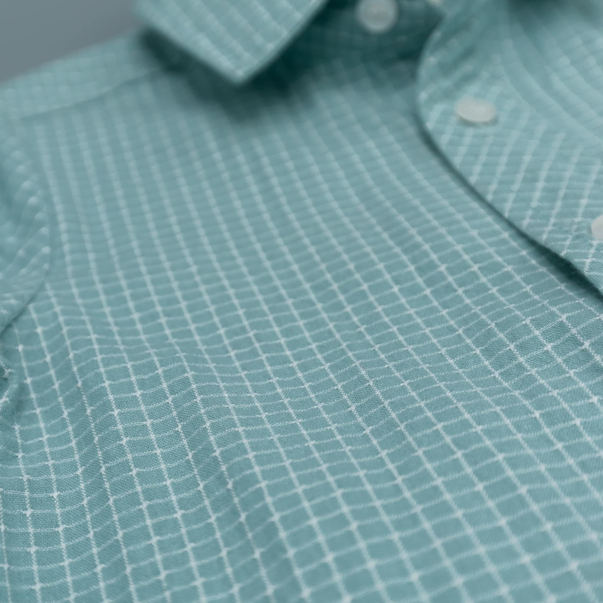 Farmhouse Teal Checkered Boys Adjustable Sleeve Shirt - Evie's Closet Clothing