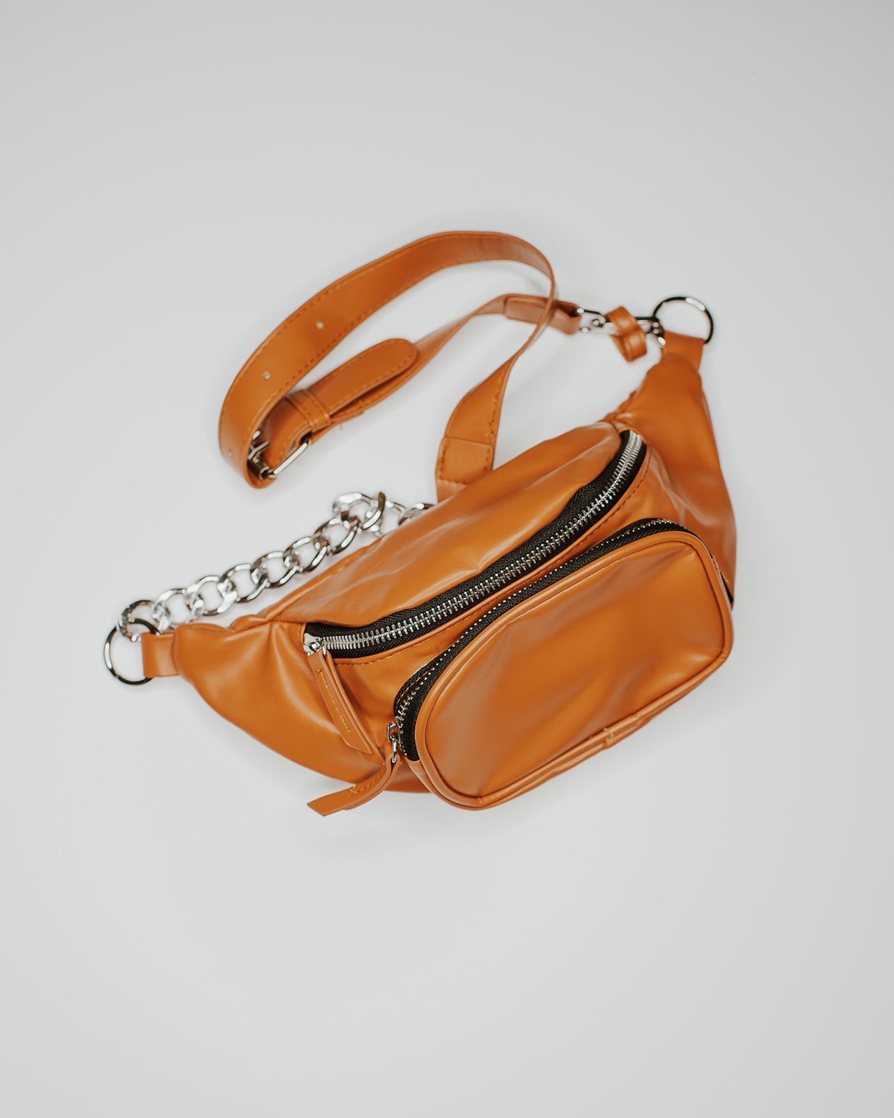 Faux Leather Chain Fanny Pack Ginger - Evie's Closet Clothing