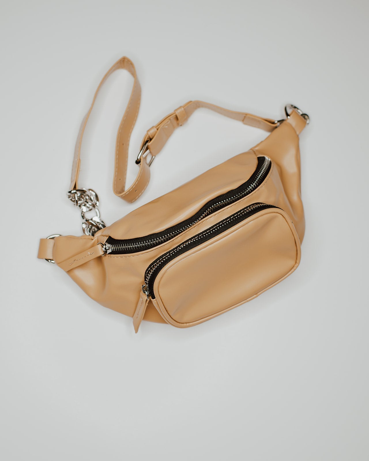 Faux Leather Chain Fanny Pack Oat - Evie's Closet Clothing