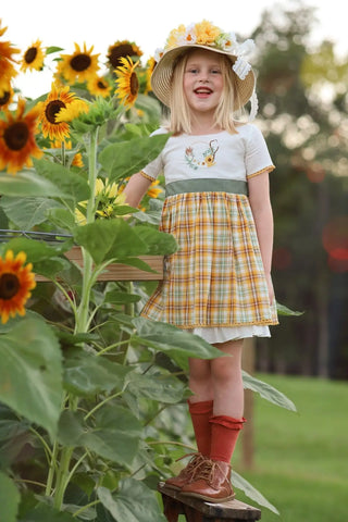 Find The Sunlight Mustard and Sage Plaid Dress - Evie's Closet Clothing