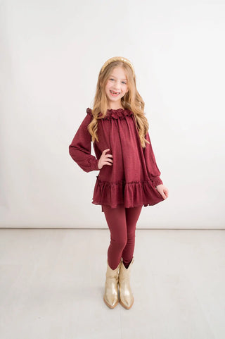 Happy Go Lucky Maroon Top And Legging Set - Evie's Closet Clothing