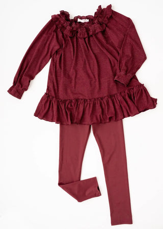 Happy Go Lucky Maroon Top And Legging Set - Evie's Closet Clothing