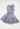 Hawaiian Hibiscus Simplicity Periwinkle Printed Chiffon Bow Neck, Smocked Waist, Tiered Skirt Dress - Evie's Closet Clothing