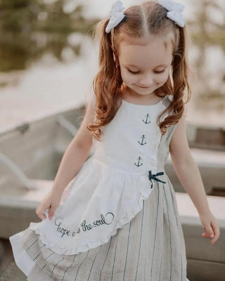 Hope Anchors the Soul Ivory Striped Embroidered Dress - Evie's Closet Clothing