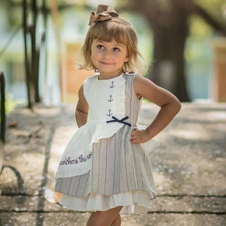 Hope Anchors the Soul Ivory Striped Embroidered Dress - Evie's Closet Clothing