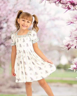 Hopping into Spring Bunny Printed Bamboo Dress - Evie's Closet Clothing