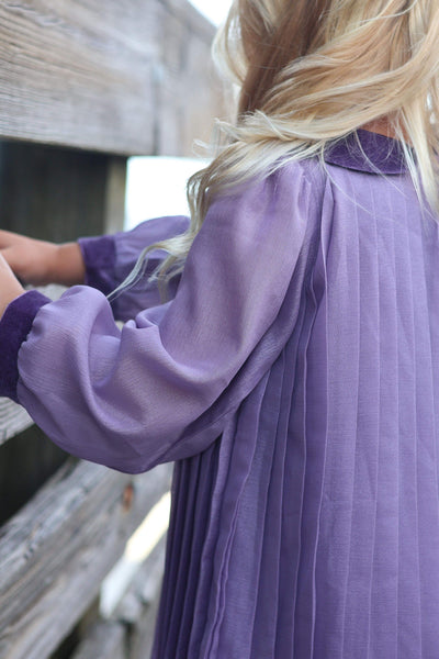 Royal Purple Pleated Dress