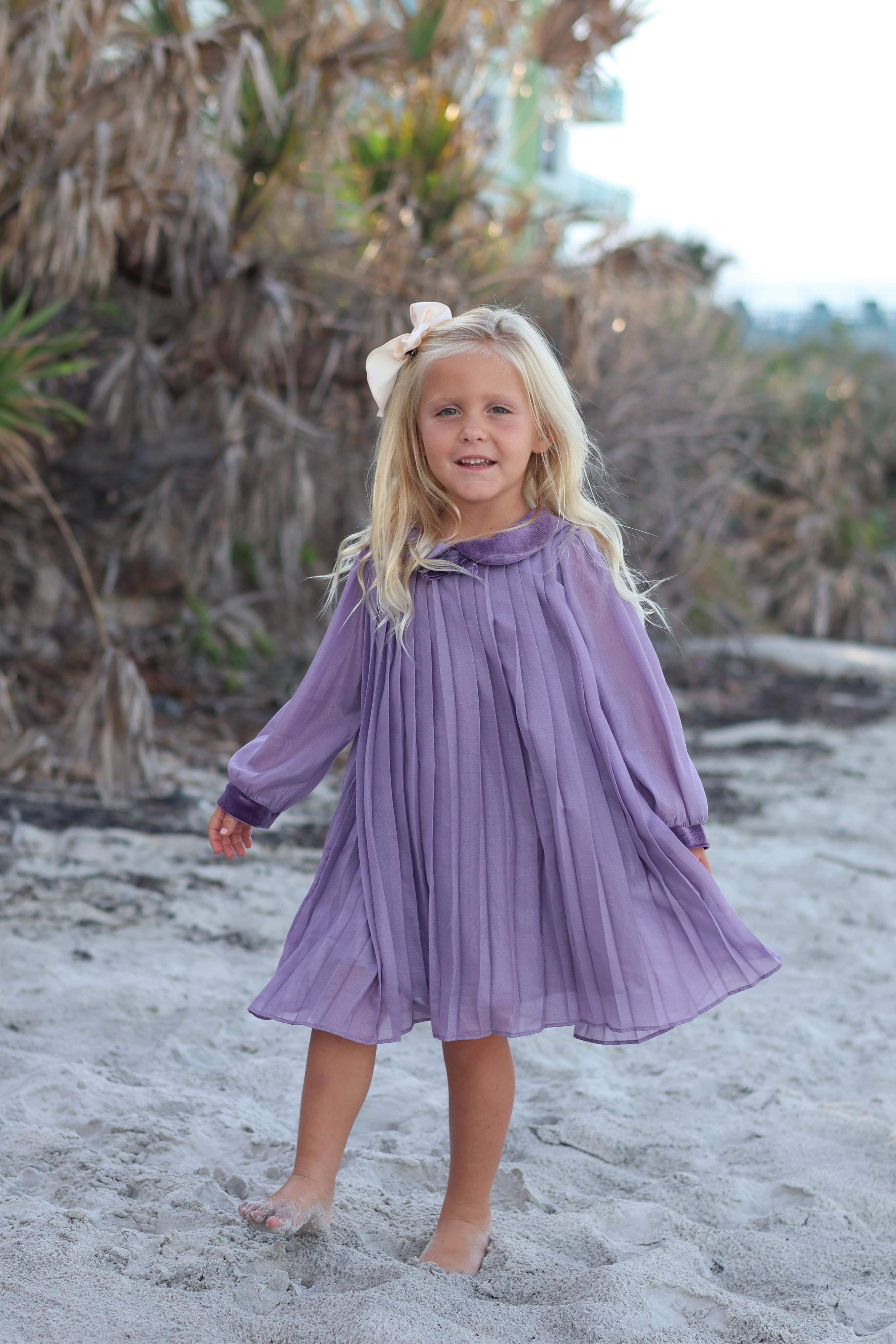 Royal Purple Pleated Dress - Evie's Closet Clothing