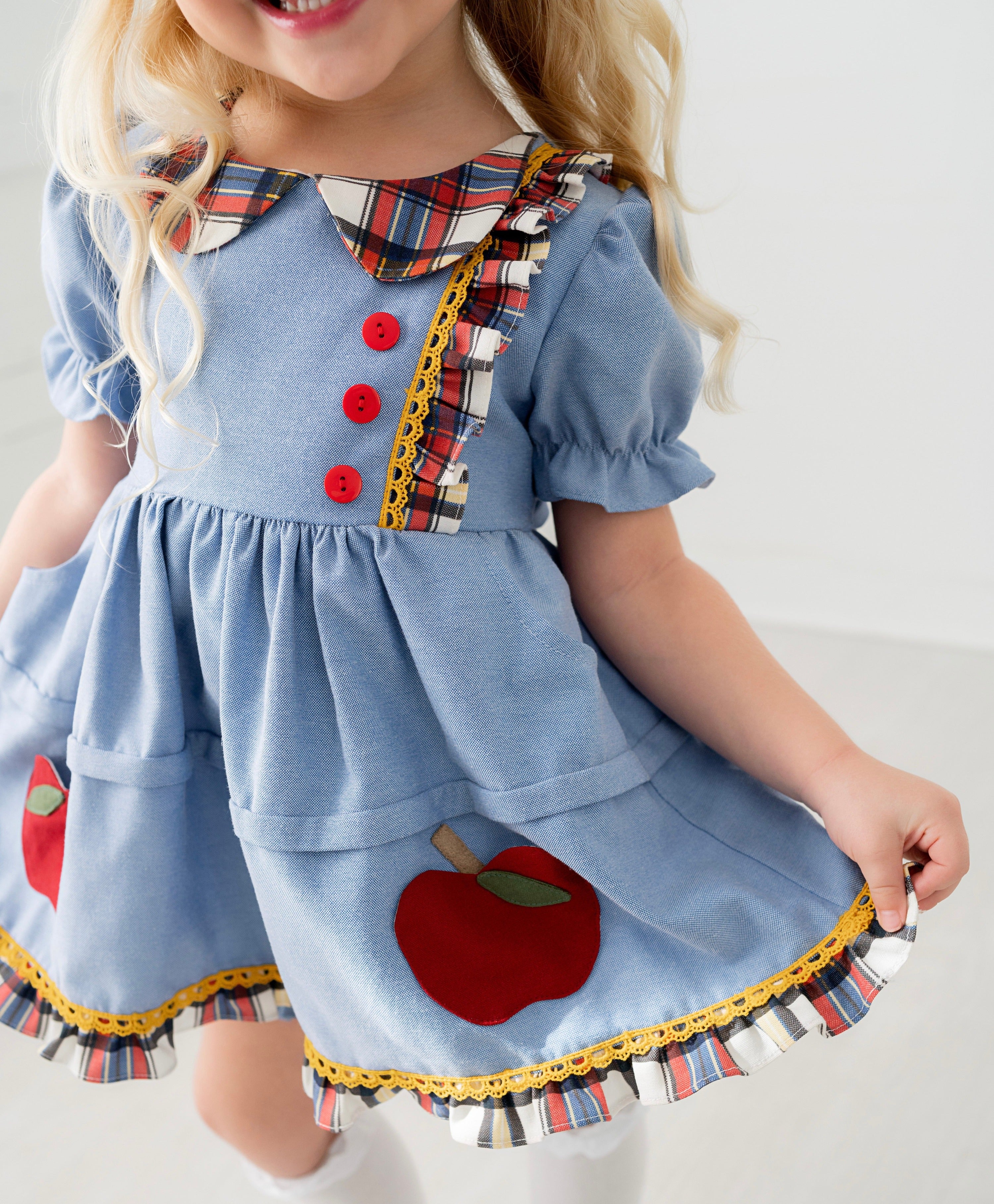 Apple Plaid Vintage Length Tunic with Coordinating Ruffle Trim Shorts - Evie's Closet Clothing
