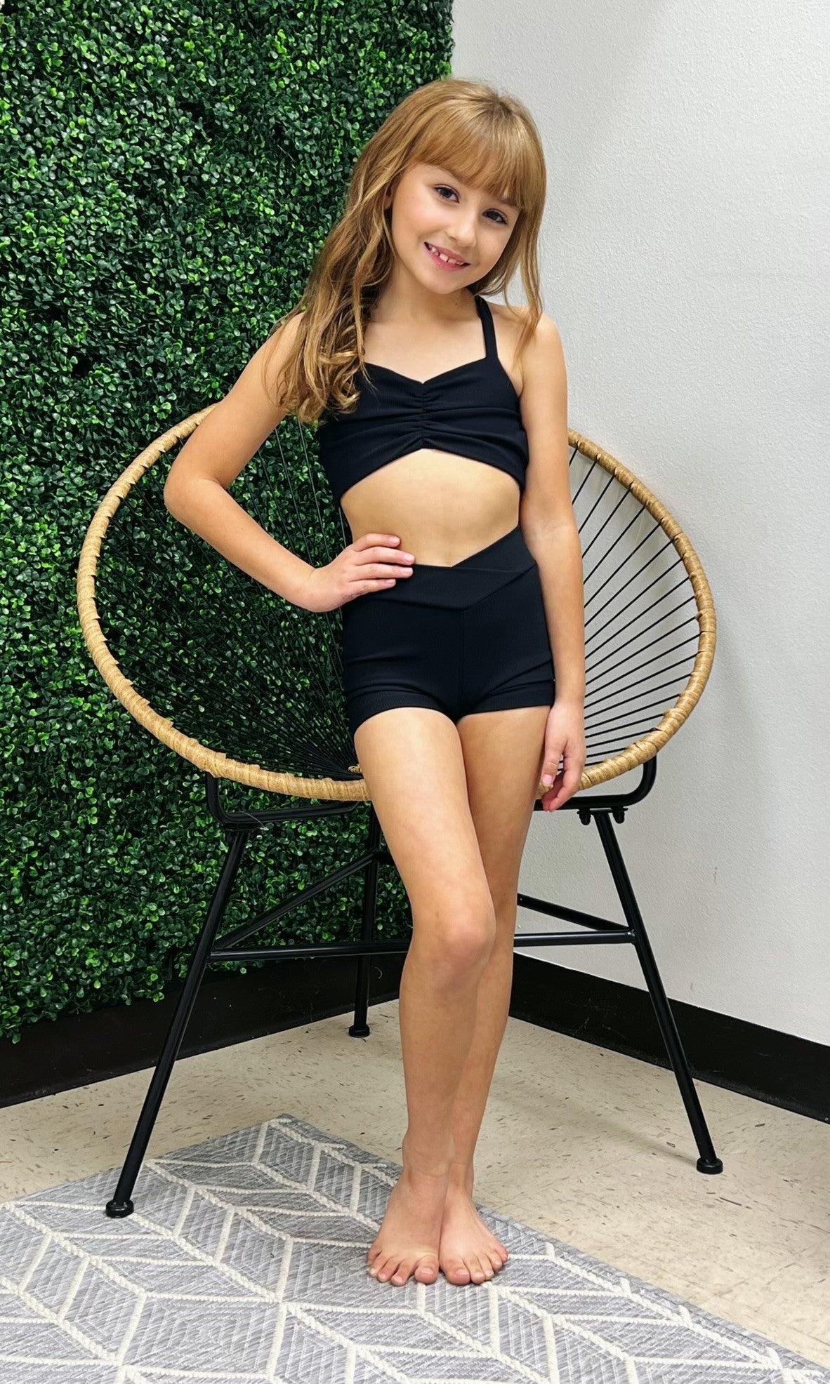 It's a Cinch Onyx Ribbed Bow Top Two Piece Dance Set - Evie's Closet Clothing