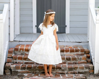 Lace Overlay White Communion Dress - Evie's Closet Clothing