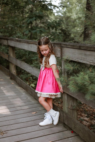 Let Them Be Little Fuchsia and Ivory Dress - Evie's Closet Clothing