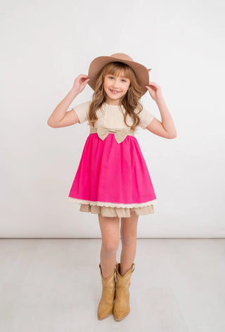 Let Them Be Little Fuchsia and Ivory Dress - Evie's Closet Clothing